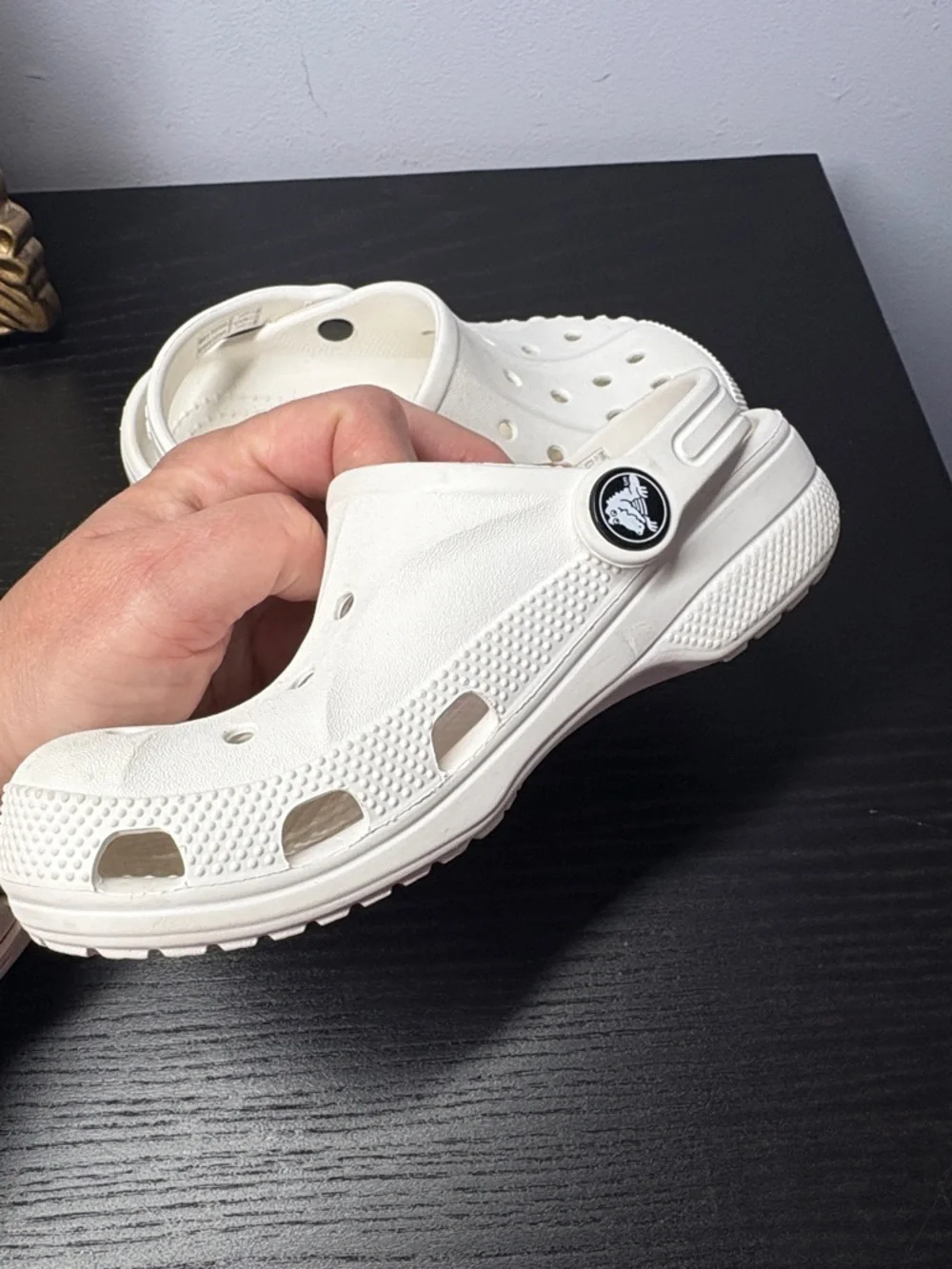 CROCS Kids White Classic Clog Water Shoes - Picture 3 of 7